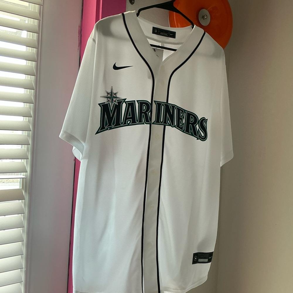 Nike White Baseball Jersey with Black Trim